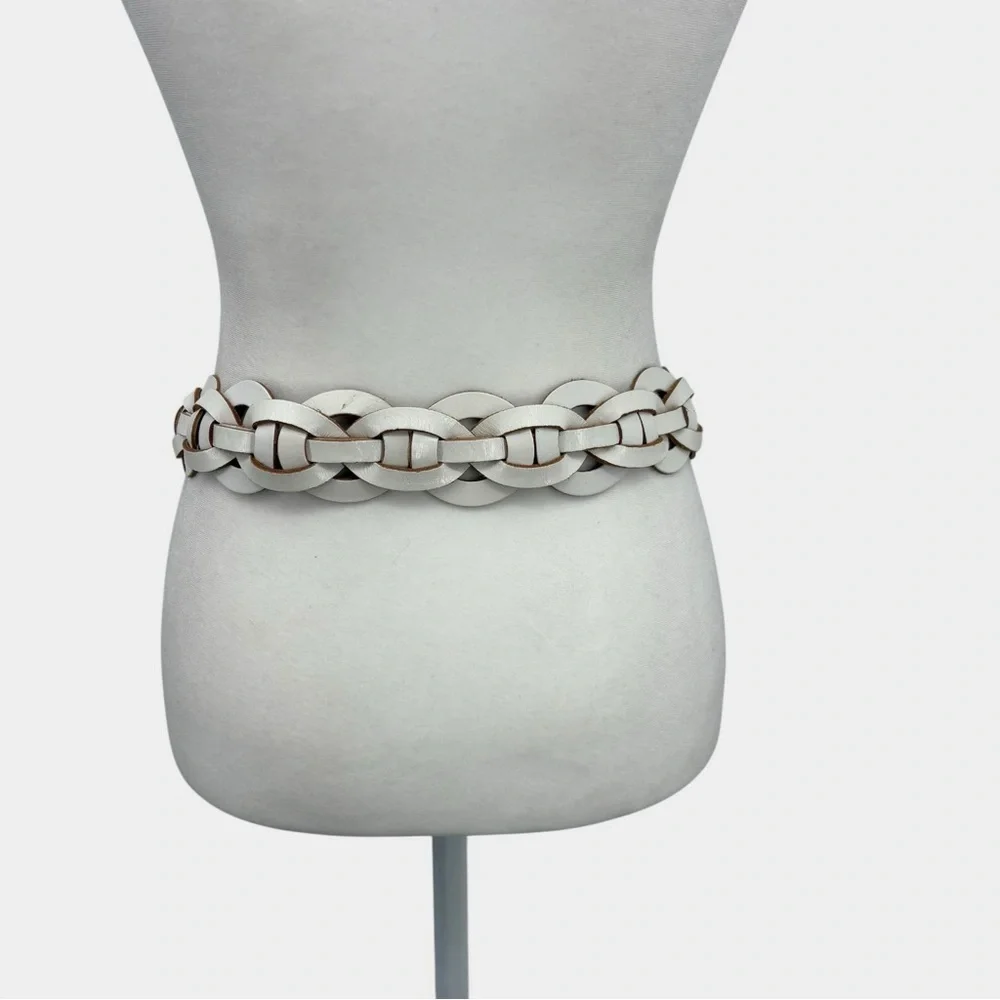 Unbranded Braided Leather Belt in White Women's Size S - Picture 3 of 4